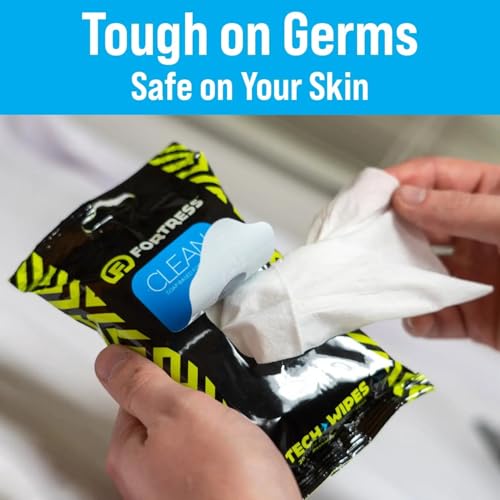 Fortress Electronic Wipes (25 ct, Pack of 3) To-Go Tech Wipes for Screens, Phones, Keyboards, TV Monitors, Computer Screens, and More [Travel Size] Skin-Safe - style: No Microfiber Cloth