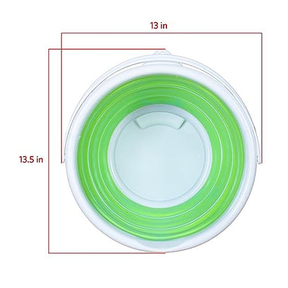 Pine-Sol Collapsible Bucket 2.6 Gallon - Multipurpose Foldable Pail for Cleaning, Car Wash, Outdoor, and Camping - Portable Round Plastic Tub with Handle