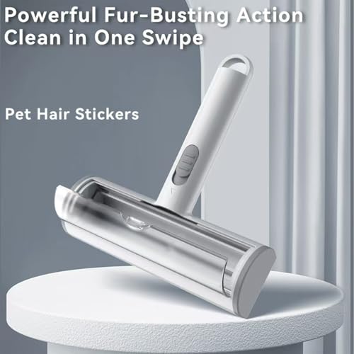 Pet Hair Remover, Lint Brush- Reusable Lint Roller for Cat & Dog Hair on Couch, Carpet, Rugs & Bedding- Portable, Eco-Friendly, No Need for Lint Roller Refills (Gray & White) - color: Gray & White