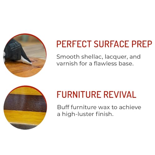 Hi-Tech 000 Extra Fine Steel Wool Pads (16 Pack) – Ultra-Fine Scratch-Free Surface Prep, Waterless Window Cleaning, Polishing, Finishing & Woodworking Abrasive