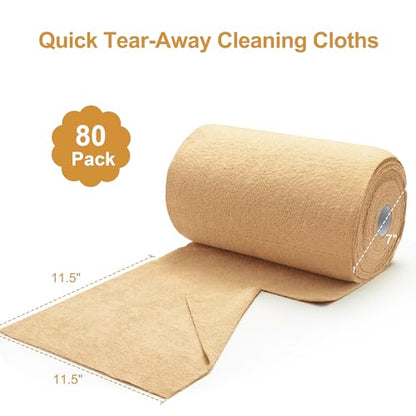 Greenfound Microfiber Cleaning Cloth Roll -80 Pack, 11.5x11.5, Tear Away Towels, Reusable and Washable Rags, Orange - color: Orange