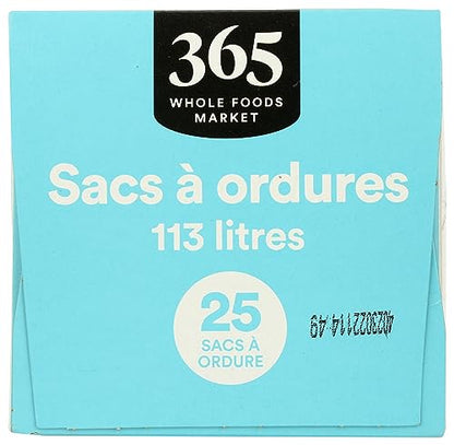 365 by Whole Foods Market, Flextra Strength Drawstring Trash Bags, 30 Gallon, 25 Count (Pack of 6) - size: 25 Count (Pack of 6)