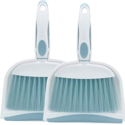 Dust pan, Mini Dustpan and Brush Set, Small Broom and Dustpan Set, Small Hand Broom and dust pan Set, Whisk Broom, Dust pan and Brush for Desk, Table, Home, Kitchen Necessities (Light Blue 2pcs) - color: Light Blue, size: 2set