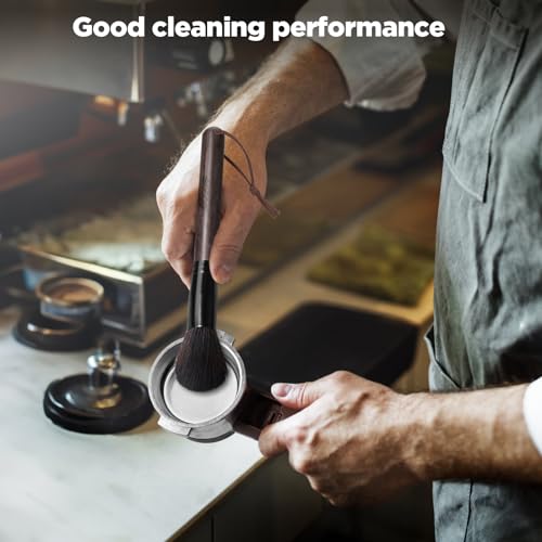 ecooe Coffee Grinder Cleaning Brush, Barista Brush Espresso Machine Accessories, Wood Handle Coffee Machine Accessory Cleaning Brista Brush with Lanyard, Coffee Tool for Barista Bean Grain Coffee Tool - color: Ebony