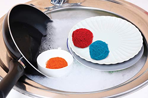 HIC Kitchen Scouring Pad and Dish Scrubbers, Scratch Resistant and Non-Stick, Set of 3, Assorted - size: Set of 3, style: Polyester Scouring Pad