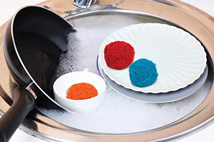 HIC Kitchen Scouring Pad and Dish Scrubbers, Scratch Resistant and Non-Stick, Set of 3, Assorted - size: Set of 3, style: Polyester Scouring Pad