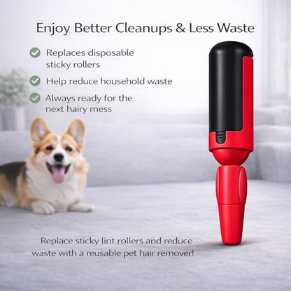 Pet Hair Remover Roller- Pet Hair Removal Tool with Strong Grip for Effortless Cleaning- Pet Hair Roller Lifts Fur from Clothes, Furniture & Car- Keep Your Home Fur-Free with Easy Cat Hair Lint Roller - color: Red/Black