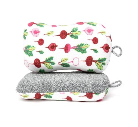 MÜkitchen Premium Microfiber Sponge Set for Dishes and Cleaning, 2 Pack, Printed (Radishing) - color: Radishing