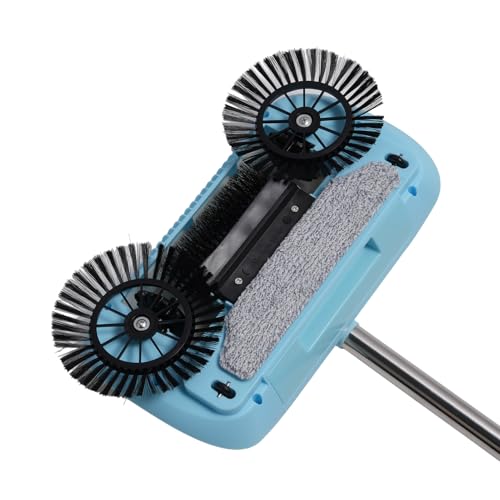 2 in 1 Manual Carpet Sweeper Mop for Hard Floors Effortless Pickup 180 on Wood Tile Marble - color: Blue