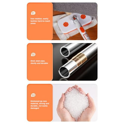 Clip Mop - Stainless Steel 86*16*8cm | Grip Mini Mop | Clip Mopstick Reusable Cloths for Home Living Room Bathroom Office Corner Dry Wet Sweeping Cleaning