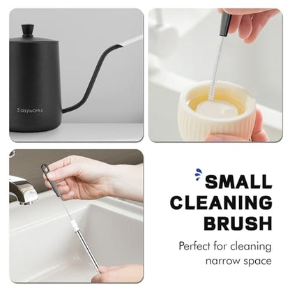 Bottle Cleaning Brush Set, 4Pcs Long Handle Bottle and Straw Cleaner Brushes for Washing Water Bottles Drinks Bottles Baby Bottles Glass Teapots