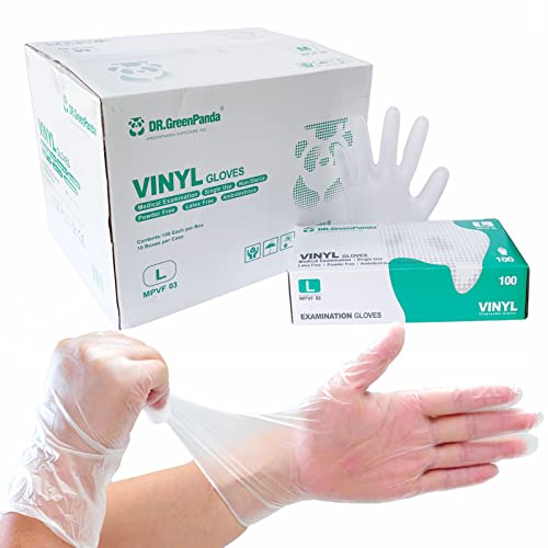 Dr.GreenPanda Clear Vinyl Disposable Gloves Food Safe Latex Free Powder Free for Cooking Cleaning Food Service GPVF or MPVF