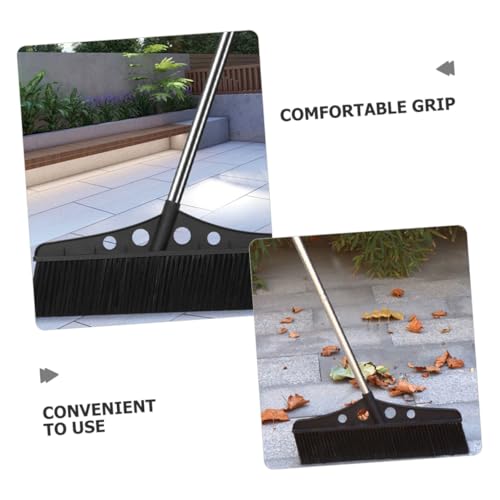 Wide Detachable Push Broom for Heavy Duty Outdoor Cleaning Stainless Steel Handle Scrub Brush for Concrete Patios Gardens