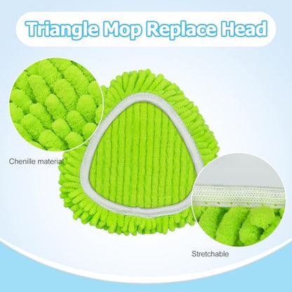 Spin Mop Handle, Mop Replace Heads, Scrubber Head and Base Replacement for O-Cedar EasyWring 1 Tank System, 2 Microfiber Mops Heads Replacements and 1 Scrub Brush, Use for Wet/Dry Hard Floor Cleaning - size: 2 pack mop heads set
