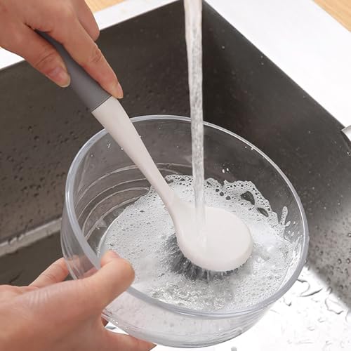 2Pcs Long Handle Dish Brushes Dish Brush with Handle Kitchen Scrub Brushes for Cleaning Pots Pans Sink