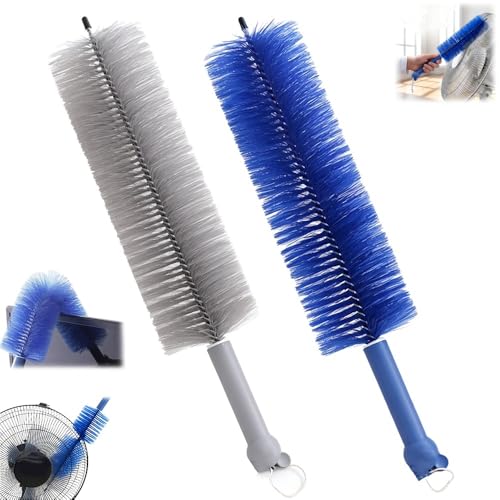 Fan Cleaner Brush, Flexible Ceiling Fan Cleaner, New Bendable Dusting Brush for Electric and Blind, Reusable Microfiber Dust Collector (Gray+Blue) - color: Gray+blue
