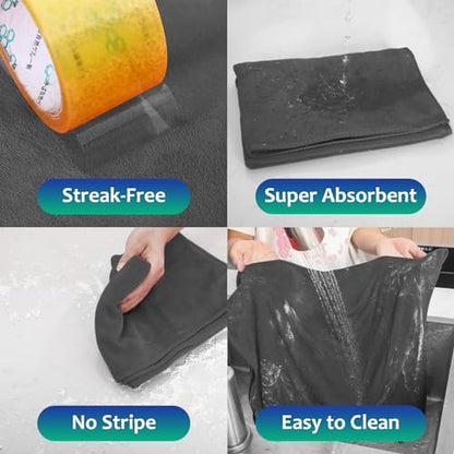 Newwiee 3 Pcs Extra Large Microfiber Cleaning Cloth 30" x 20" Washable Reusable Microfiber Towel Streak Free Lint Free Cloth for Cleaning Home Glass Office Window Bathrooms (Gray) - color: Gray