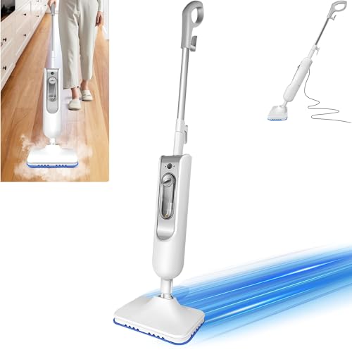 Banas 1500W Smart Electric Steam Mop, with 400ml Water Tank & 15.8FT Cord - 2-Gear Steam Volume Adjustment, Integrated Design, Long Endurance, Fast Heating, Lightweight, Multi-Surface Floors Cleaning