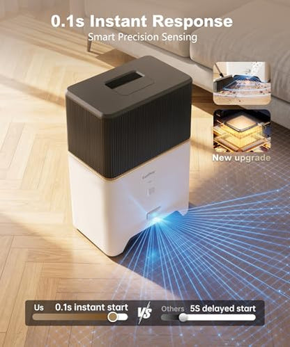 Touchless Vacuum Automatic Dustpan, Bagged Design with Replaceable Dust Bags, Up to 3-Month No Cleaning, 26,000Pa Powerful Suction, One-Touch Auto & Manual Mode for Pet Hair Kitchen & Salon - color: White