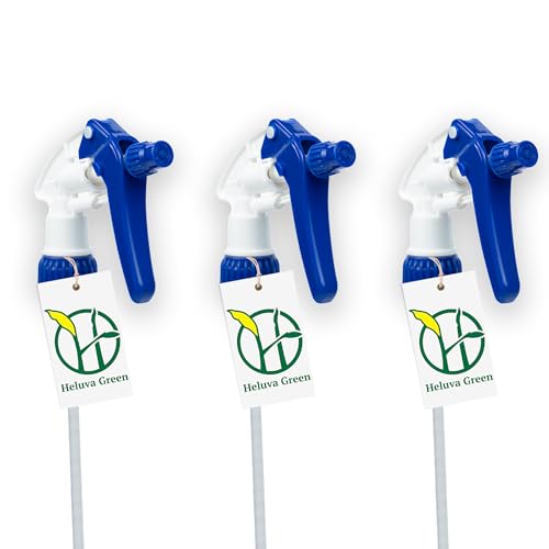 Heluva Green Spray Bottle Nozzle Replacement, Bottle Tops Only - Sprayer Nozzle Triggers for Heavy Duty, Commercial, Home Cleaning Solutions - Fits 8,16,24,32 oz Plastic & Glass Bottles, Blue 3 pack - color: Blue, size: 3 Pack