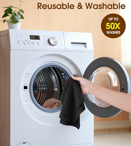 KitchLife Microfiber Cleaning Cloth Roll, 100 Pack - Tear-Away Microfiber Paper Towels, Lint-Free, Reusable, Washable for Kitchen, Car, Dishes, and Sensitive Surfaces (Black) - color: Black, size: 100 Pack