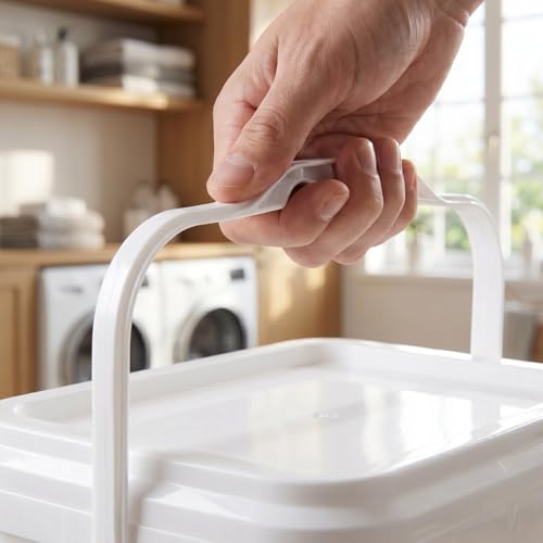 Luxshiny Paint Bucket with Lid 2 Gallon Square Container Large Capacity White Plastic Storage Bucket with Handle Wide Mouth for Easy Pouring Sealed Cover for Home Paint and Chemical Storage