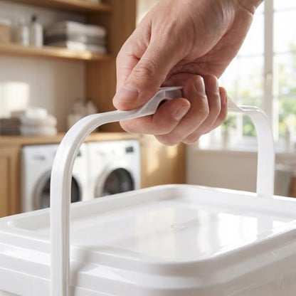 Luxshiny Paint Bucket with Lid 2 Gallon Square Container Large Capacity White Plastic Storage Bucket with Handle Wide Mouth for Easy Pouring Sealed Cover for Home Paint and Chemical Storage