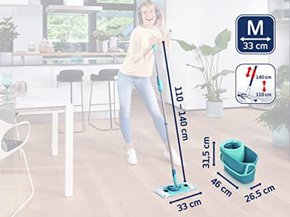 Leifheit Clean Twist Ergo 2.0 Flat Mop Set with Power Cleaner, Floor Mop with Microfibre Cover for Mist Cleaning on Laminate and Tiles, Mop with Spin Technology - size: + Kraftreiniger