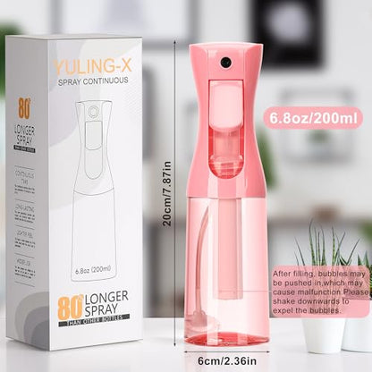 hair spray bottle, ultra-fine spray continuous spray bottle (200ml/6.8oz), used for hair design, vegetation, cleaning and skin care - empty, reusable (Pink transparent) - color: Pink transparent