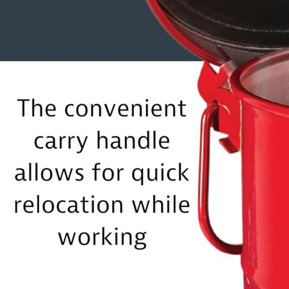Justrite 21 Gallon Galvanized Steel Oily Waste Can, 23.5" x 18" Metal Oil Rag Safety Can with Hand Operated Self-Closing Lid for Oil Rag Disposal, Made in The USA, Red, 09710 - color: Red, size: 21 Gallon, style: Hand-Operated Lid
