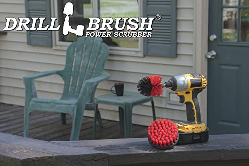 Outdoor Cleaning Supplies - Stiff Bristle Outdoor Power Scrubber - Concrete and Brick Stain Remover - Concrete Pools Cleaning Kits- Heavy Duty Deck and Patio Scrubbing Brushes - Stiff Bristle Brush - color: Red