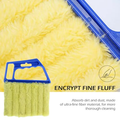 2PCS Blind Cleaner Duster Tool, Microfiber Washable Handheld Mini Duster Brush, 7-Finger Dusting Cleaner Tool for Air Conditioner Vents, Wood Blinds (Orange & Blue)