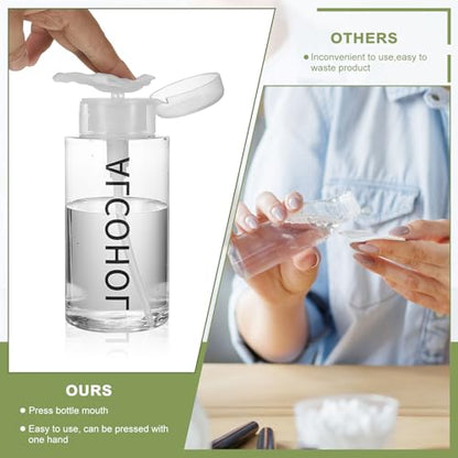 Layhit 3 Pcs 10 oz Alcohol Pump Dispenser Bottles Alcohol Push Down Liquid Dispenser Empty Pumping Bottle Refillable Cosmetic Container for Personal, Salon, Nail Care (Clear Cap + Clear Bottle) - color: Clear Cap + Clear Bottle