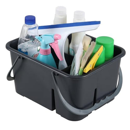 Plastic Divided Caddy Organizer with Handle, 4-Compartment Plastic Cleaning Caddy, Drak Gray, F