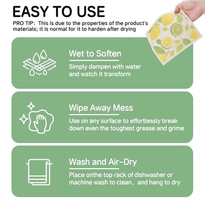 Swedish Dishcloths for Kitchen, 6 Pack, Reusable Paper Towels Washable, Super Absorbent Dish Drying Rags, Fast Dry Non-Scratch Cloths for Washing Dishes, Biodegradable - color: Fruits-6pcs