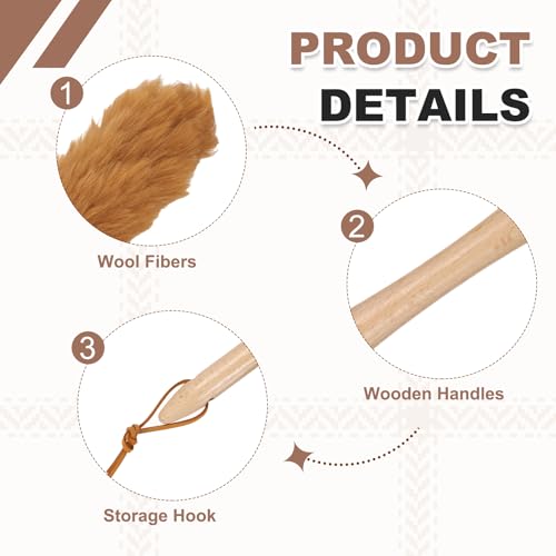 uxcell Wool Duster, 24.4" Natural Feather Cleaner Household Cleaning Duster with Solid Wooden Handle for Cleaning Fans Window Blinds Shelves Furniture, Light Brown - color: Light Brown, size: 24.4"