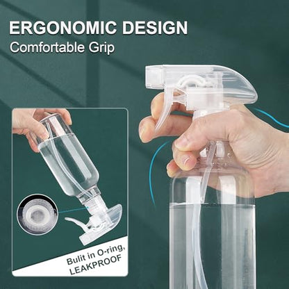 Spray Bottles Plastic Spray Bottle for Hair Mist/Stream Heavy Duty Empty Spray Bottles for Cleaning Solutions, Plants, Cooking (16.9oz-Clear+nozzle) - color: 16.9oz-Clear+nozzle