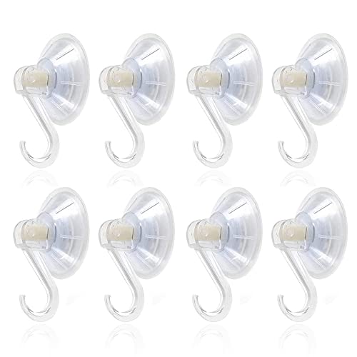 1st Choice Clear Plastic Suction Cup Hooks, 8 Pack Ultra Heavy Duty Power Lock Vacuum Traceless Smooth Waterproof Oil-Proof Wall Shower Kitchen Window Bathroom Holder - size: 8 pcs