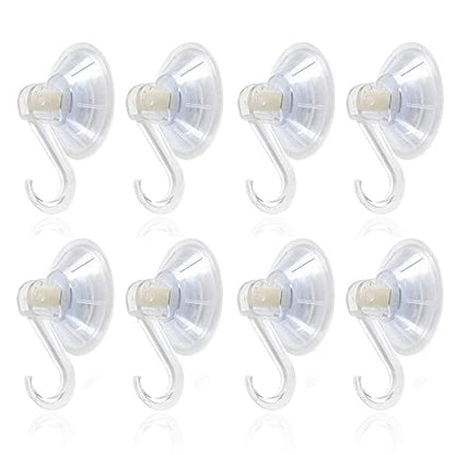 1st Choice Clear Plastic Suction Cup Hooks, 8 Pack Ultra Heavy Duty Power Lock Vacuum Traceless Smooth Waterproof Oil-Proof Wall Shower Kitchen Window Bathroom Holder - size: 8 pieces
