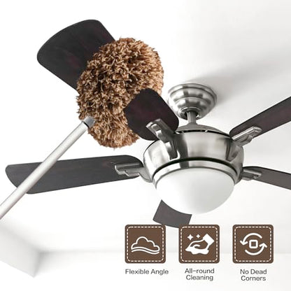 Ceiling Fan Cleaner Duster Reusable Microfiber Ceiling Fan Blade Cleaner Removable Duster with Extension Pole Adjusts 13 to 49.7 Inch for Cleaning Walls Furniture Door Window Top (Beige Brown) - color: Beige Brown