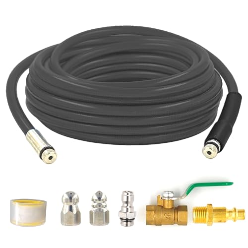 Dryer Vent Cleaner Kit: 32ft Pressure Hose + 1/4 Air Quick Connect + 2 Jetter Nozzle for Powerful Lint Removal, Fire Hazard Reduction & Energy Savings – Ideal for Cleaning Long Dryer Ducts - color: Black