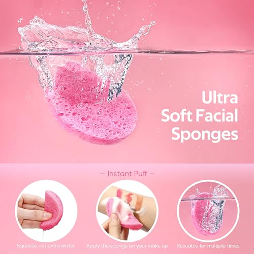 GAINWELL 100PCS Compressed Facial Sponges, Cleansing, for Personal Spa Esthetician Use, Pink - color: Pink, size: 1 Count (Pack of 100)