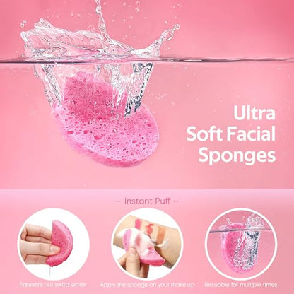 GAINWELL 100PCS Compressed Facial Sponges, Cleansing, for Personal Spa Esthetician Use, Pink - color: Pink, size: 1 Count (Pack of 100)