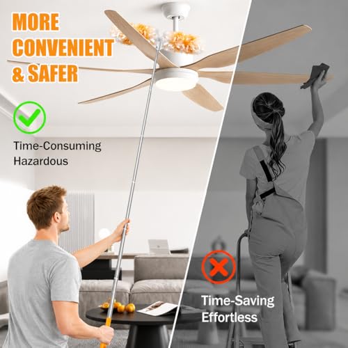 Gelibo 6ft Extendable Duster Handle with 20 Refills,Compatible with Swiffer,360°Rotating Ceiling Fan Dusters with Lock,Heavy Duty Microfiber Dusting Pads for Home Cleaning,Blinds,Hard-to-Reach Areas - style: 6ft Extendable Duster Handle with 20 Refills