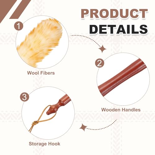 uxcell Wool Duster, 24.4" Natural Feather Cleaner Household Cleaning Duster with Solid Wooden Handle for Cleaning Fans Window Blinds Shelves Furniture, White Gold - color: White Gold, size: 24.4"