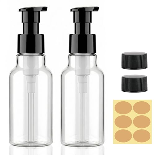 Pump Bottle Dispenser 4oz 2 Pack Plastic Soap Bottles Refillable Liquid Hand Soap Bottle Travel Size Bottle Leak-Proof Empty Lotion Pump Bottles for Kitchen, Bathroom, Office, Gym, Travel (Clear) - color: Clear