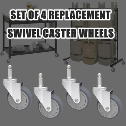 RILIDRI 3-Inch Swivel Stem Caster, 7/16-Inch Stem Diameter Rubber Wheel, Heavy Duty TPR Replacement Wheels for Rubbermaid Mop Bucket Cart Grill Casters - 4 Pack - style: 3 Inch-175LB (No Brakes)