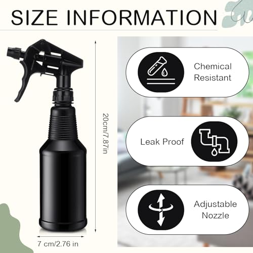 Honeydak 3 Pack Plastic Spray Bottles Black 17 oz Heavy Duty Opaque Spray Bottles UV Light Blocking Refillable Reusable Leak-proof Sprayers for Cleaning Solution Kitchen Garden Home Plant - color: Black, size: 17 oz