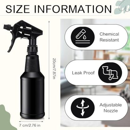 Honeydak 3 Pack Plastic Spray Bottles Black 17 oz Heavy Duty Opaque Spray Bottles UV Light Blocking Refillable Reusable Leak-proof Sprayers for Cleaning Solution Kitchen Garden Home Plant - color: Black, size: 17 oz