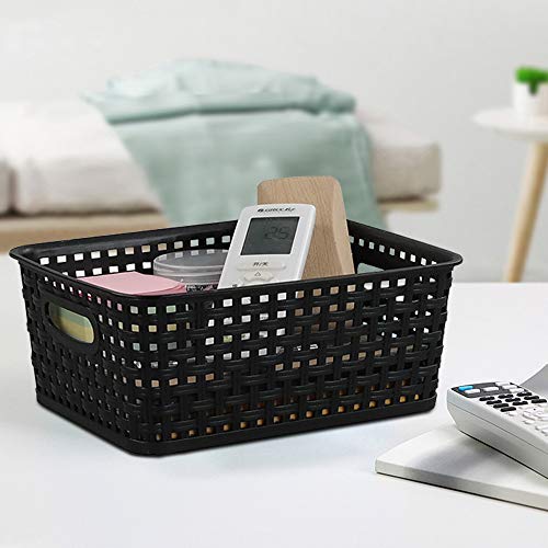 Kiddream Set of 6 Plastic Weave Storage Basket Pantry Organizing Bin (black) - color: black